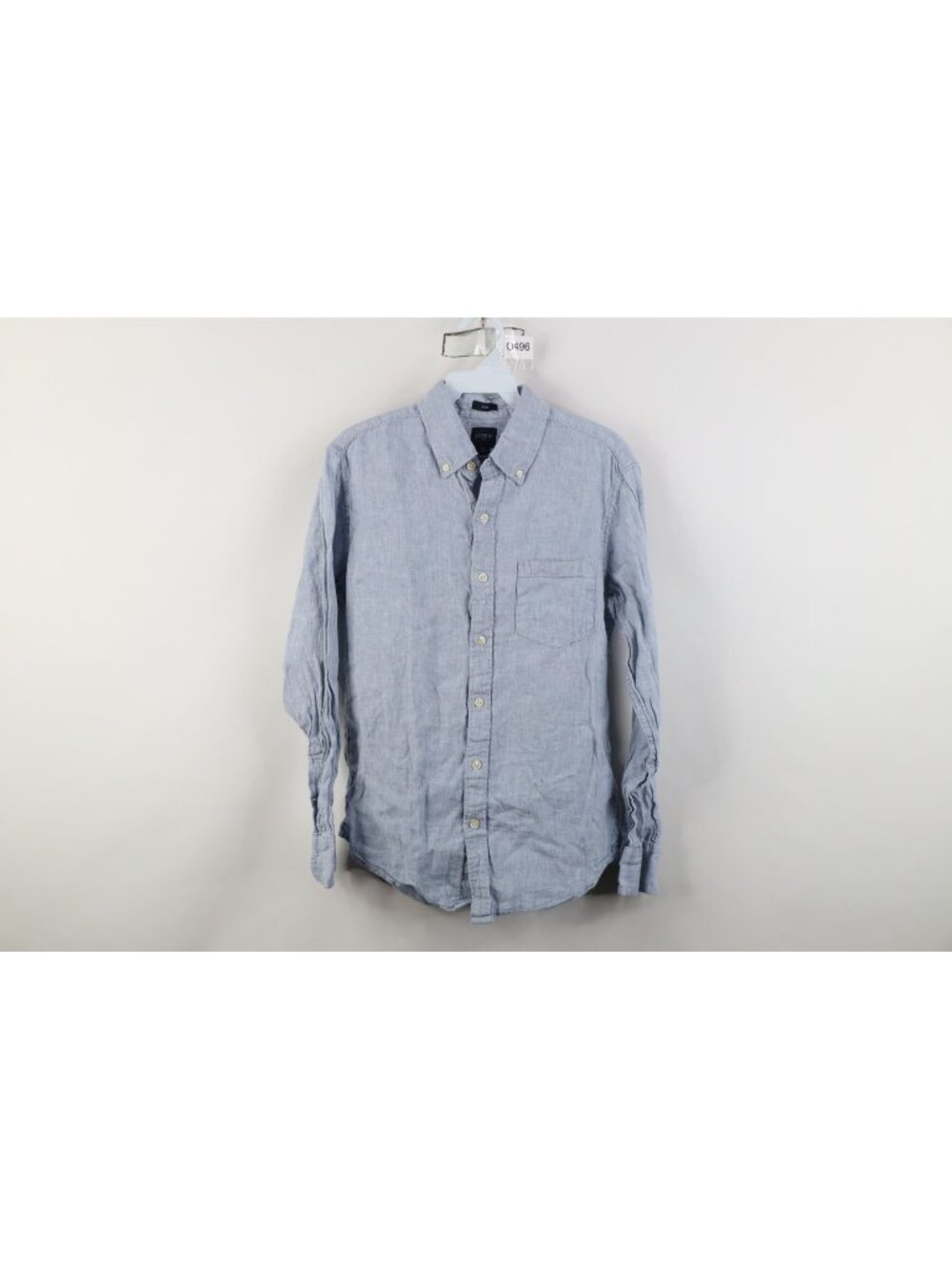 J Crew Mens Small Slim Fit Linen Blend Knit Collared Button Down Shirt Blue